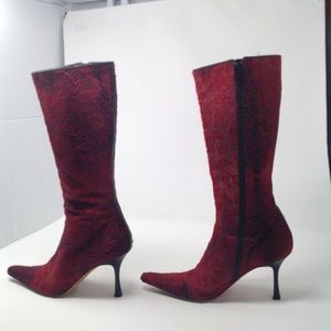 Brian Atwood Red-black Heel Zip up Boots Size 38